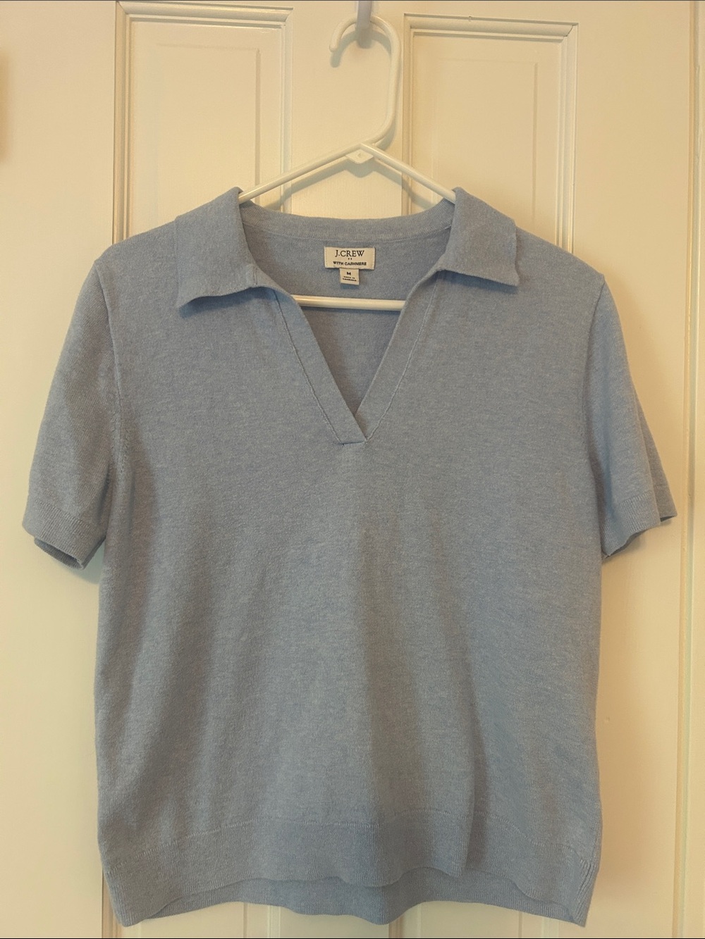 J. Crew Cotton and Cashmere Blend Polo Style Short Sleeve Sweater